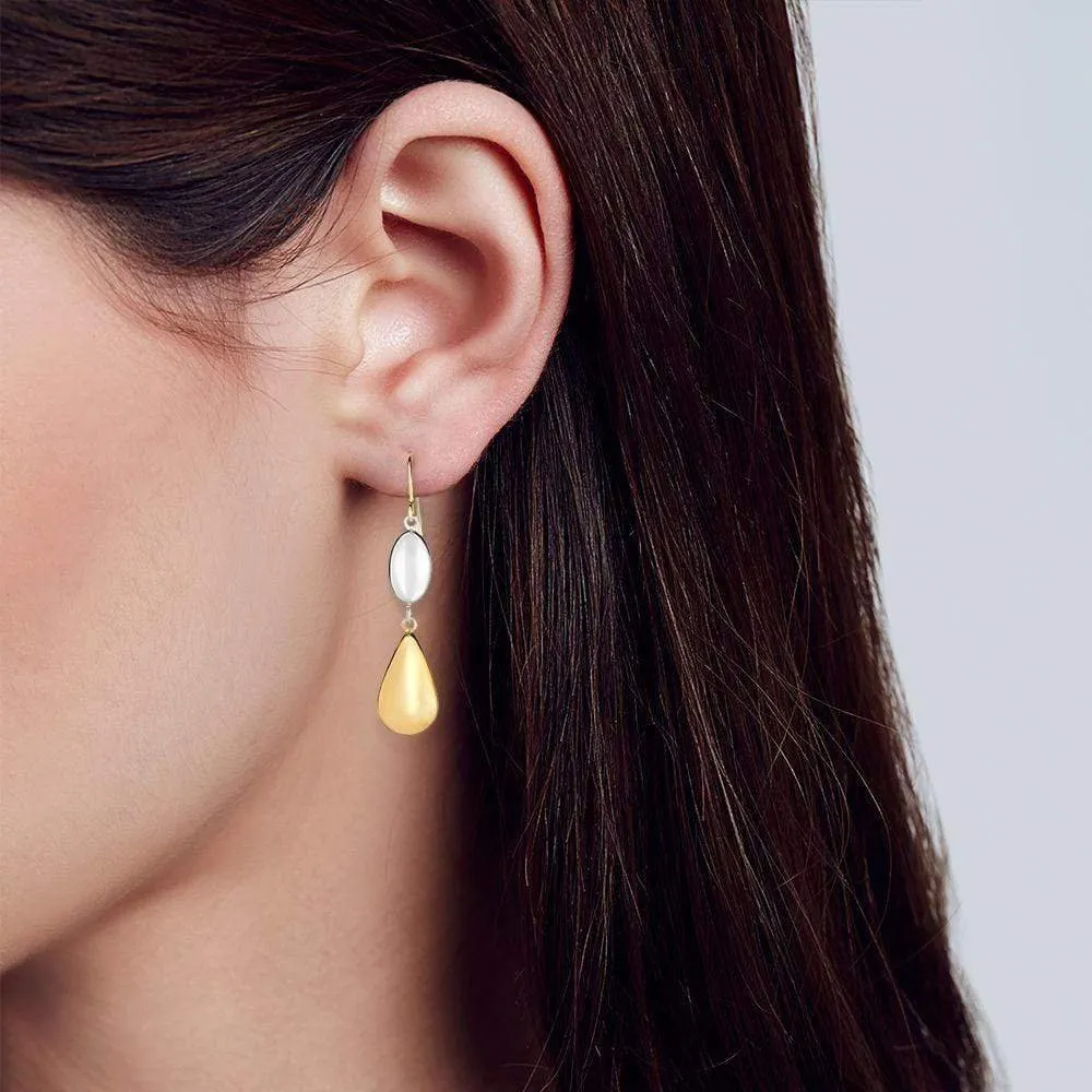 10K Yellow Gold Puffed Teardrop Earrings