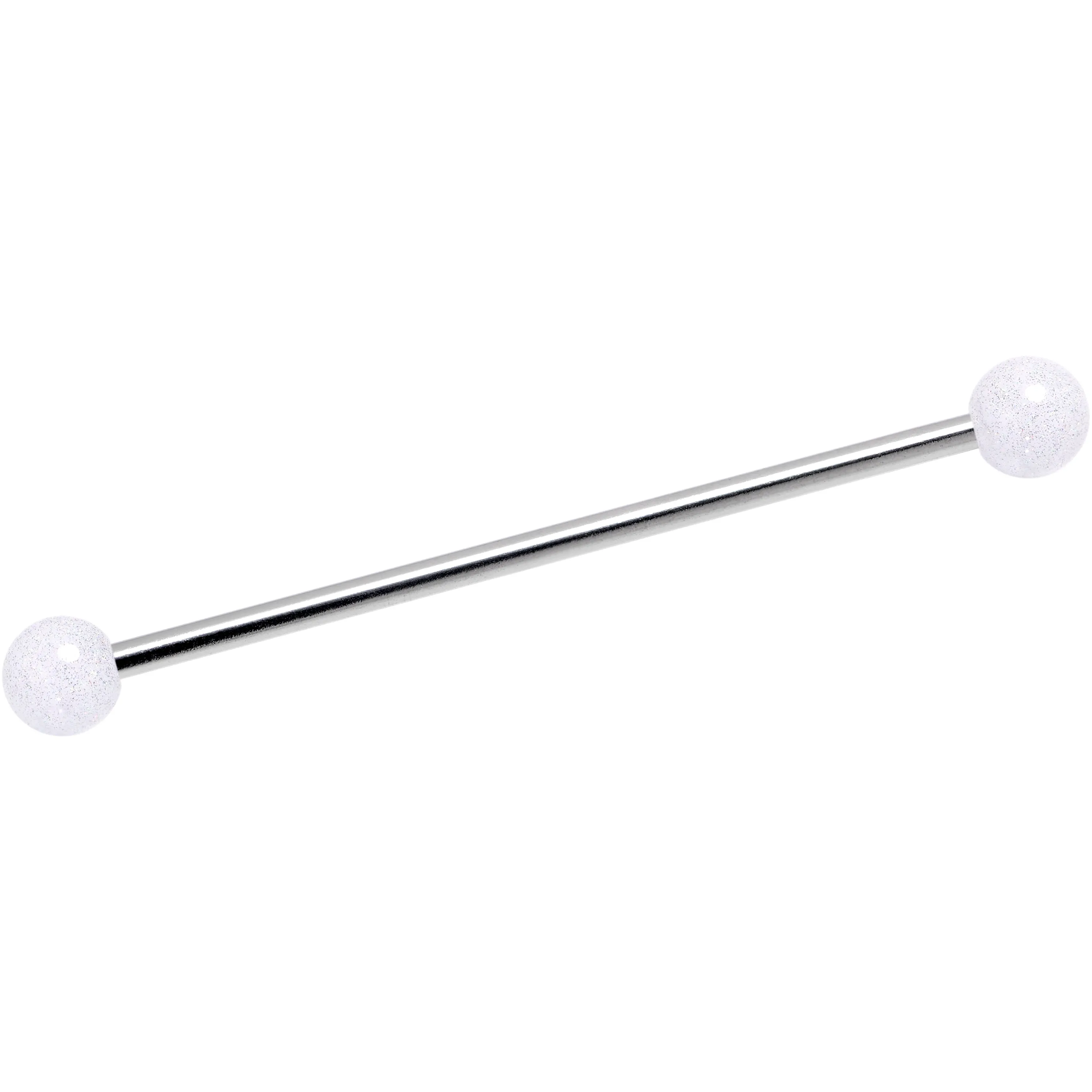 14 Gauge Shimmer White Ends Industrial Barbell 38mm