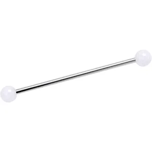 14 Gauge Shimmer White Ends Industrial Barbell 38mm