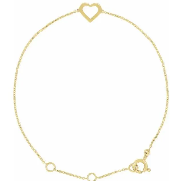 14K Yellow Gold Heart Design Bracelet