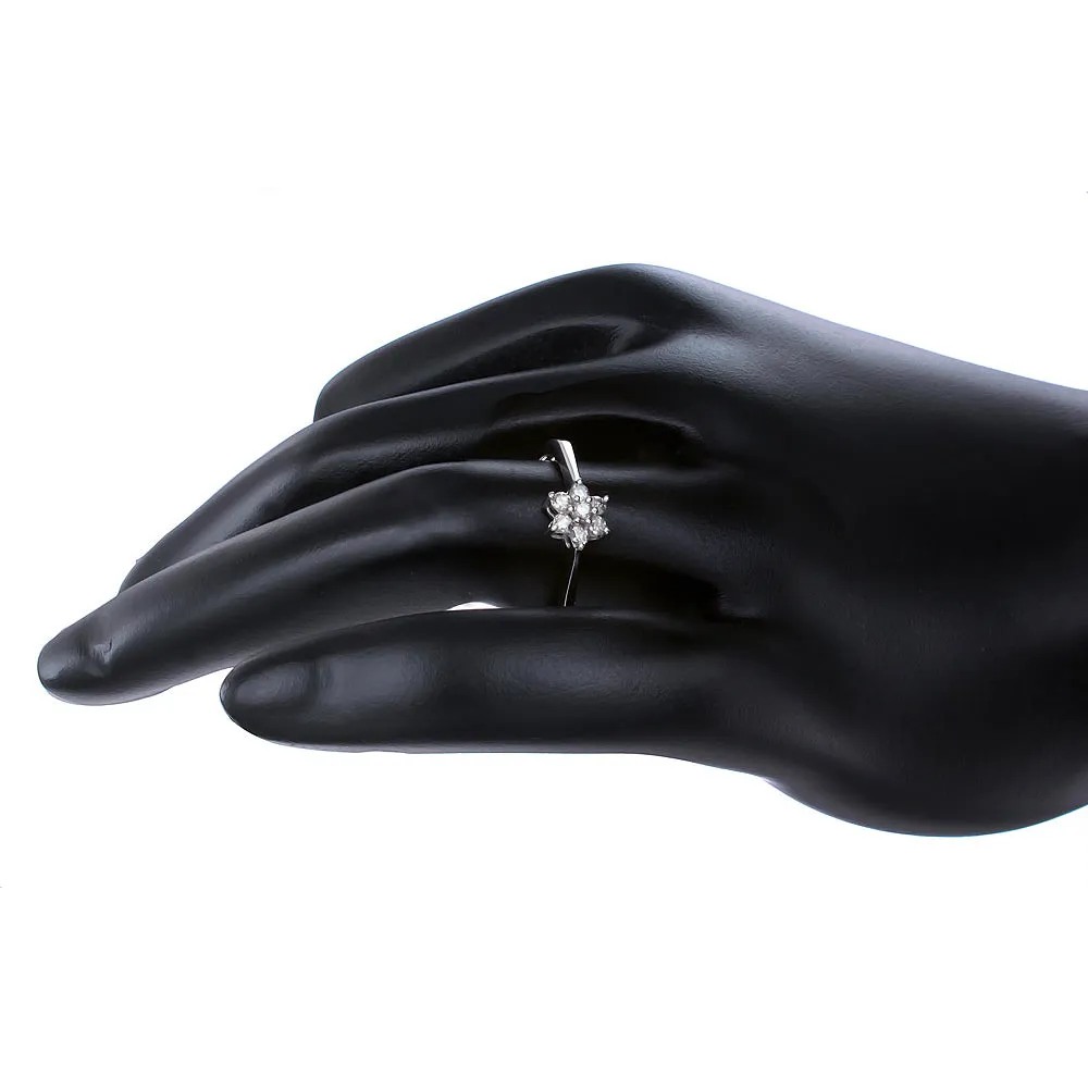 1/5 cttw Diamond Floral Statement Ring in 10K White Gold