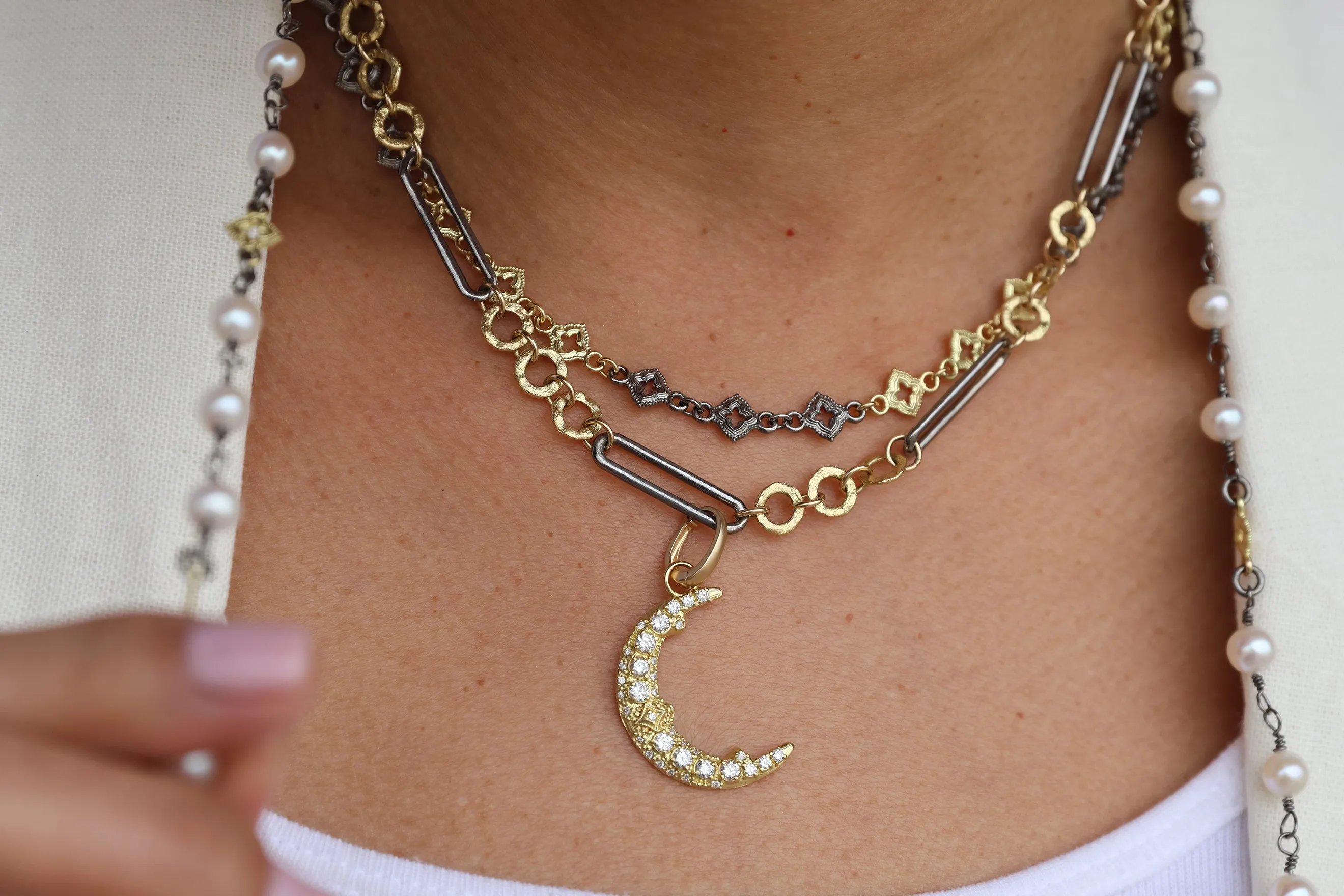 18" ALTERNATING SCROLL CHAIN LINK NECKLACE