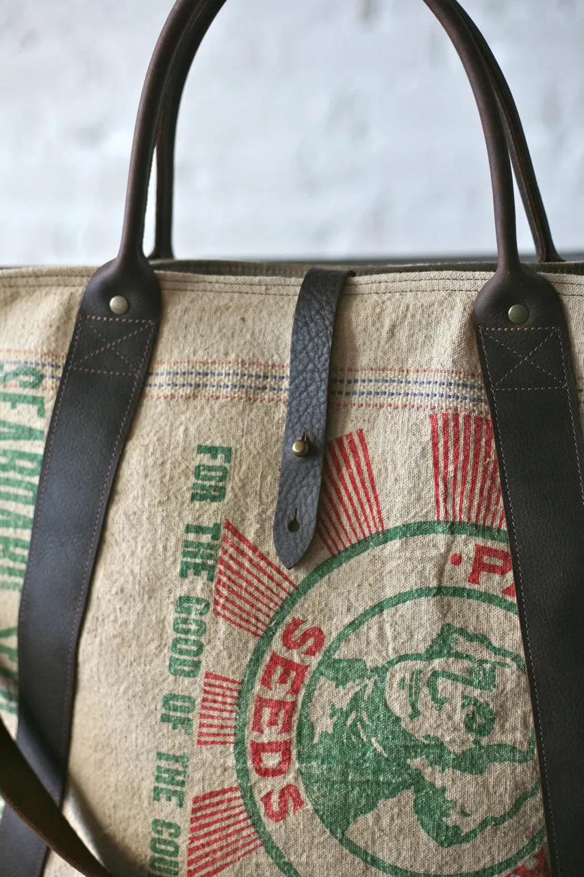 1940's era Seed Bag and Leather Weekend Bag
