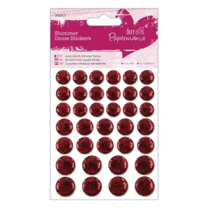36 x Papermania Red Shimmer Dome Stickers Scrapbooking Embellishments Crafts