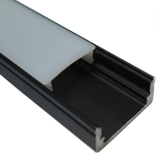 5/10/25/50 Pack Black U02 9x17mm U-Shape Internal Profile Width 12mm LED Aluminum Channel System with Cover, End Caps and Mounting Clips for LED Strip Light Installations