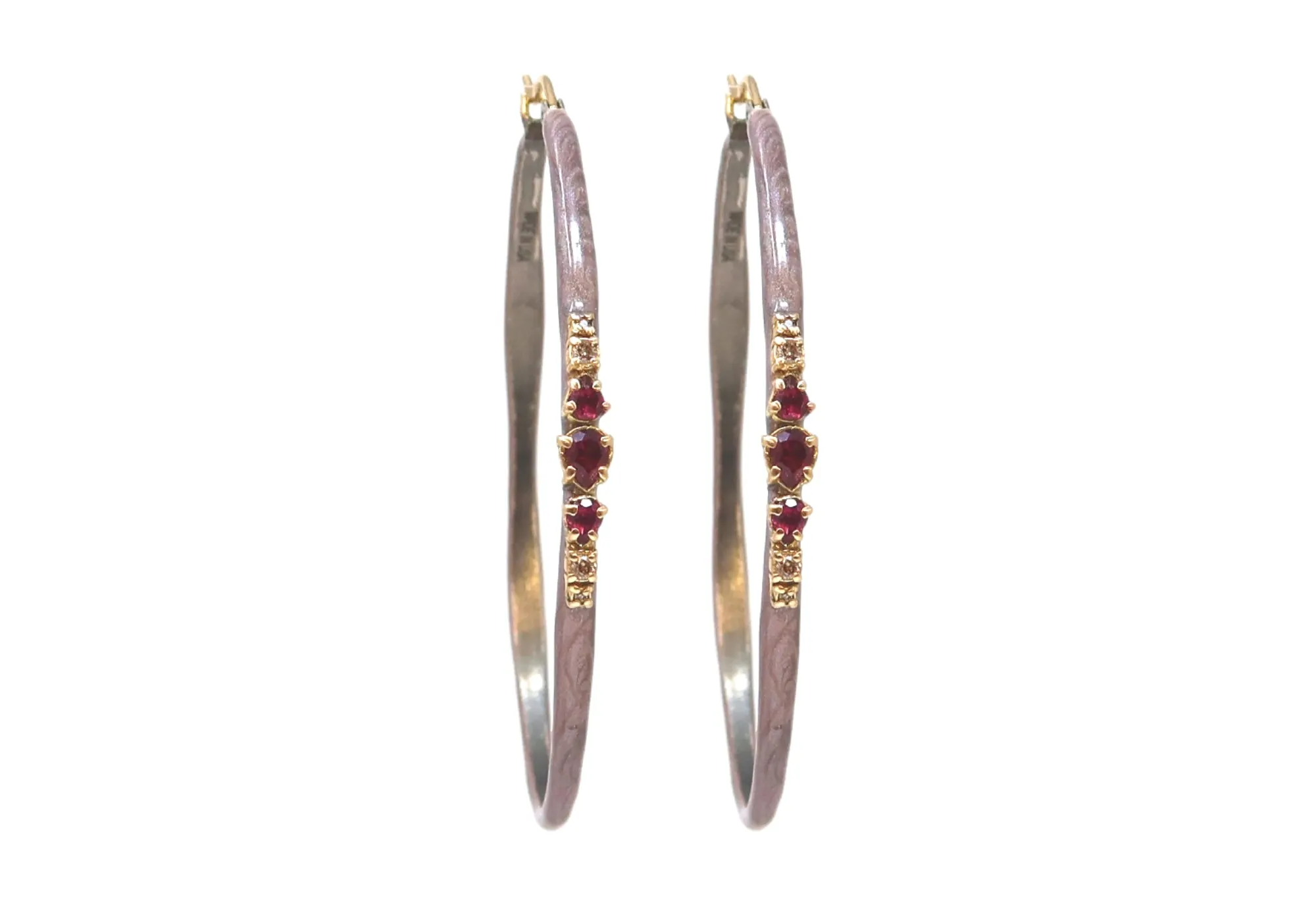 55 MM ENAMEL ELONGATED HOOP EARRINGS