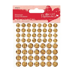 60 x Papermania Gold Shimmer Dome Stickers Scrapbooking Embellishments Crafts