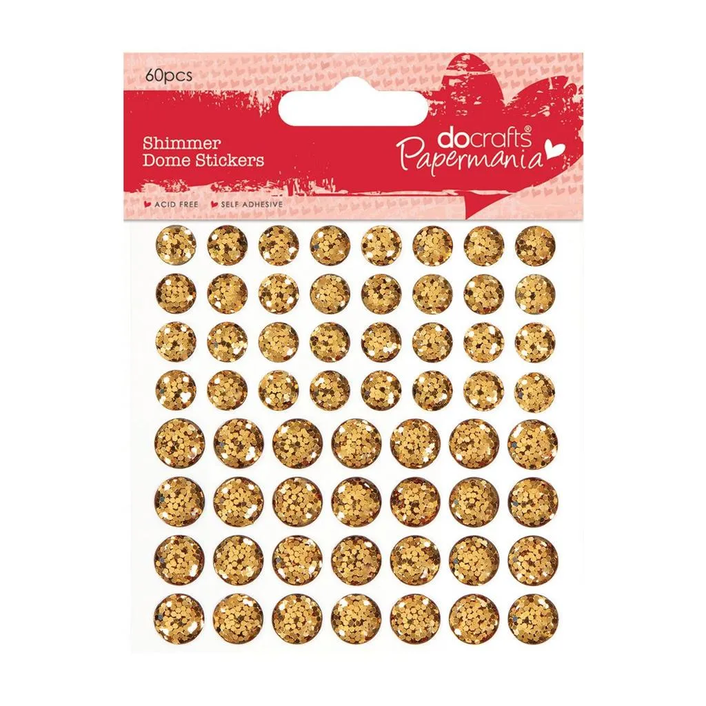 60 x Papermania Gold Shimmer Dome Stickers Scrapbooking Embellishments Crafts