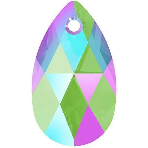 6106 Swarovski Pear-shaped Pendants, Erinite Shimmer (360 SHIM)