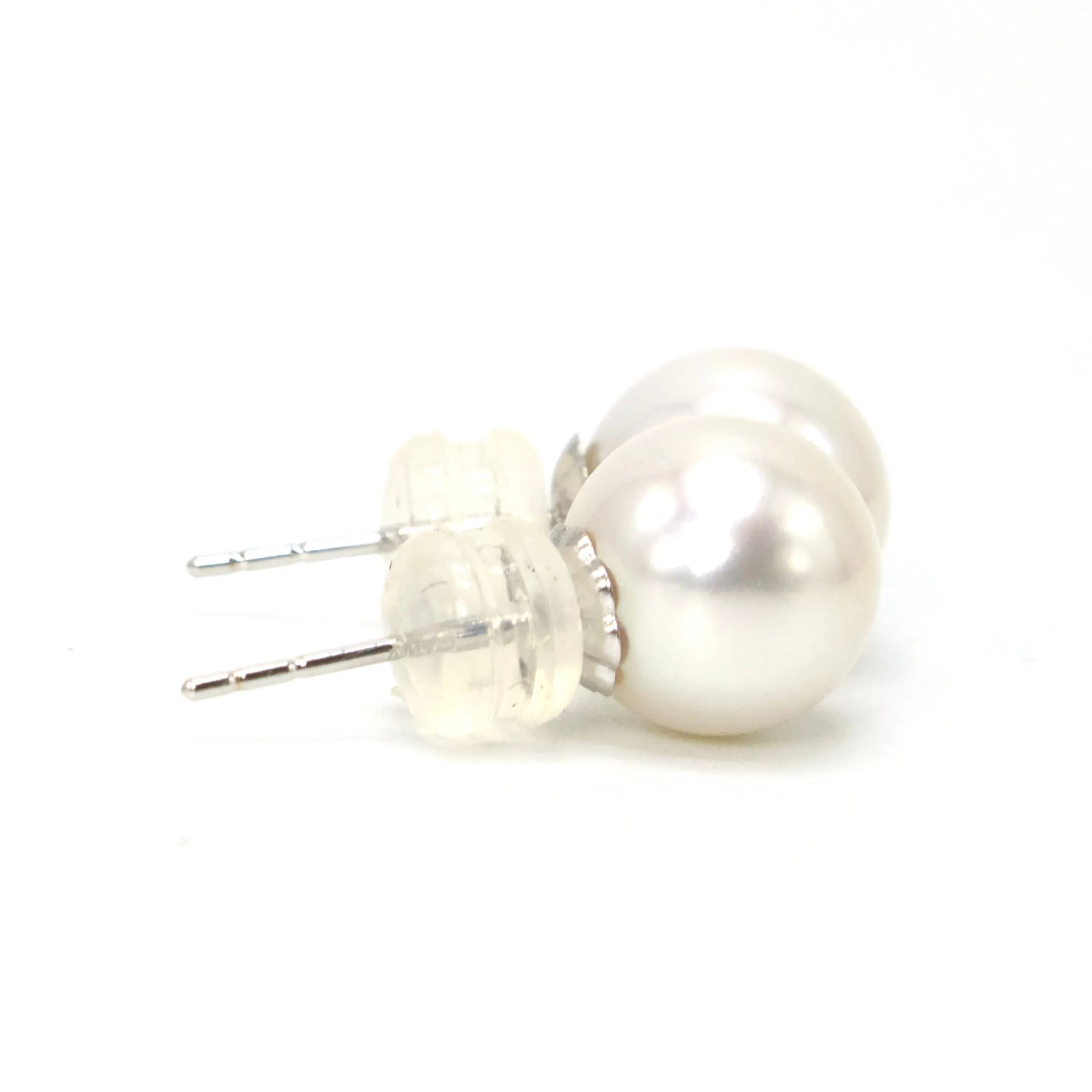 8mm, 8.5mm, and 9mm White Akoya Pearl Stud Earrings
