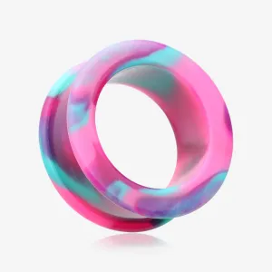 A Pair of Cosmic Flair Camo Flexible Silicone Double Flared Tunnel Plug