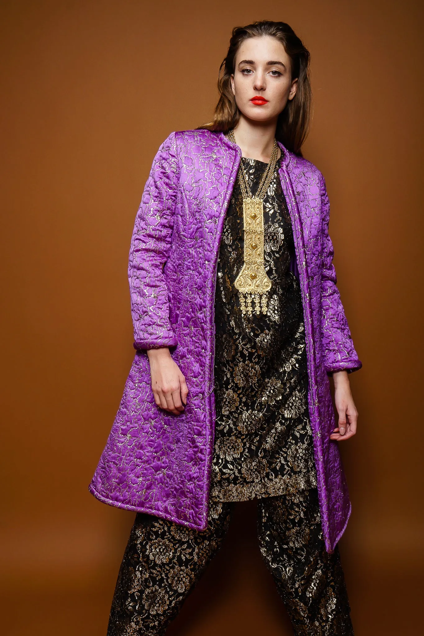 Abstract Floral Brocade Coat