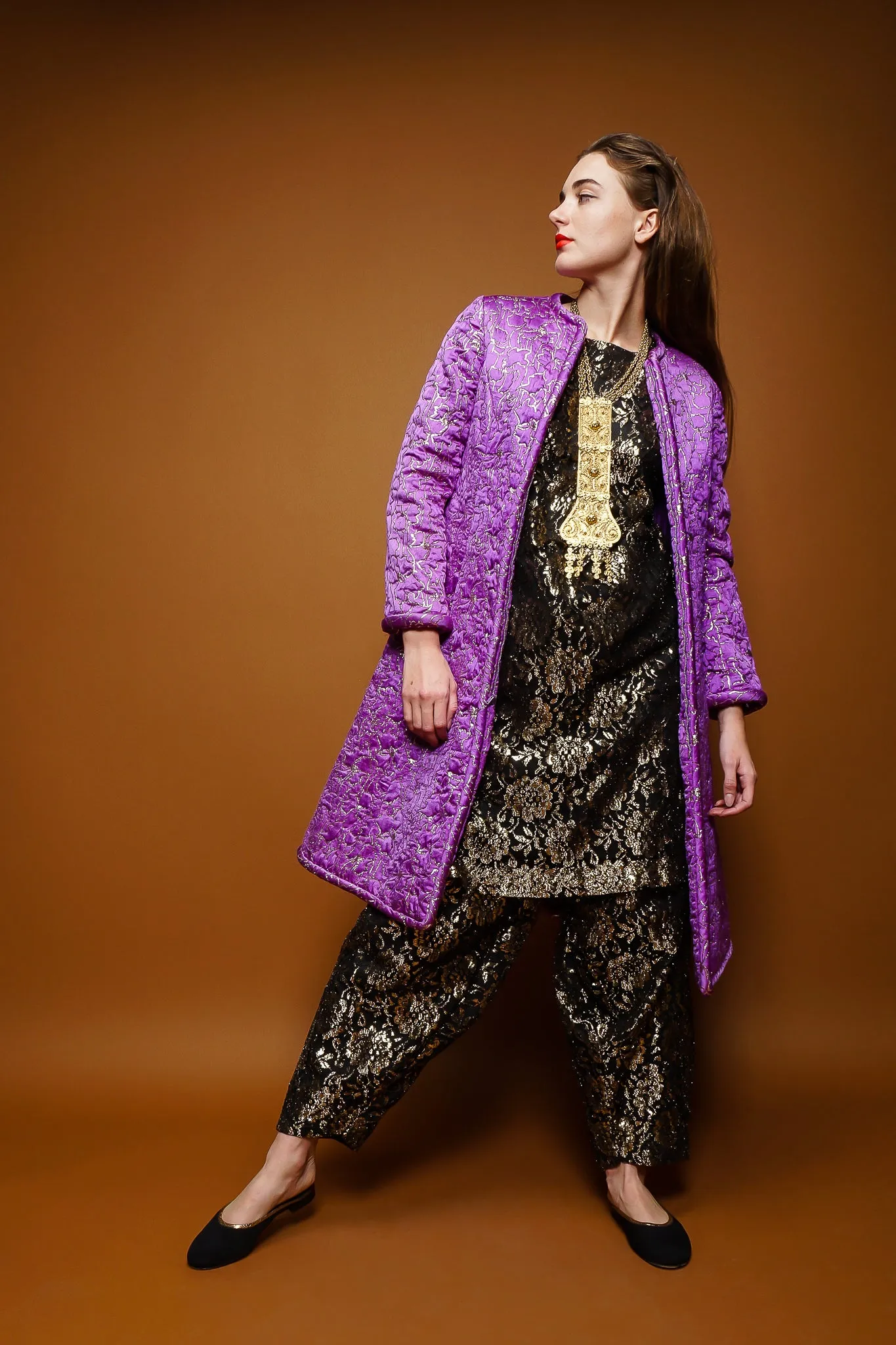 Abstract Floral Brocade Coat