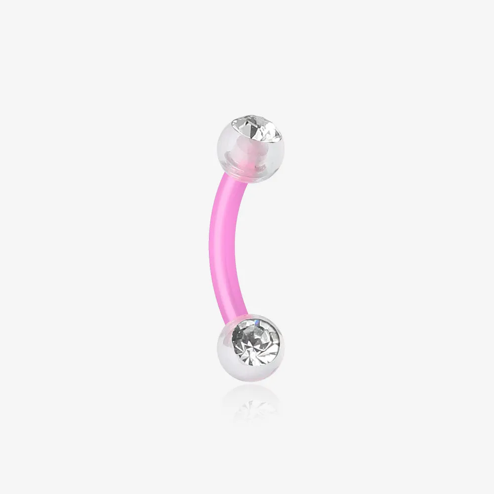 Acrylic Gem Ball Flexible Shaft Curved Barbell Eyebrow Ring