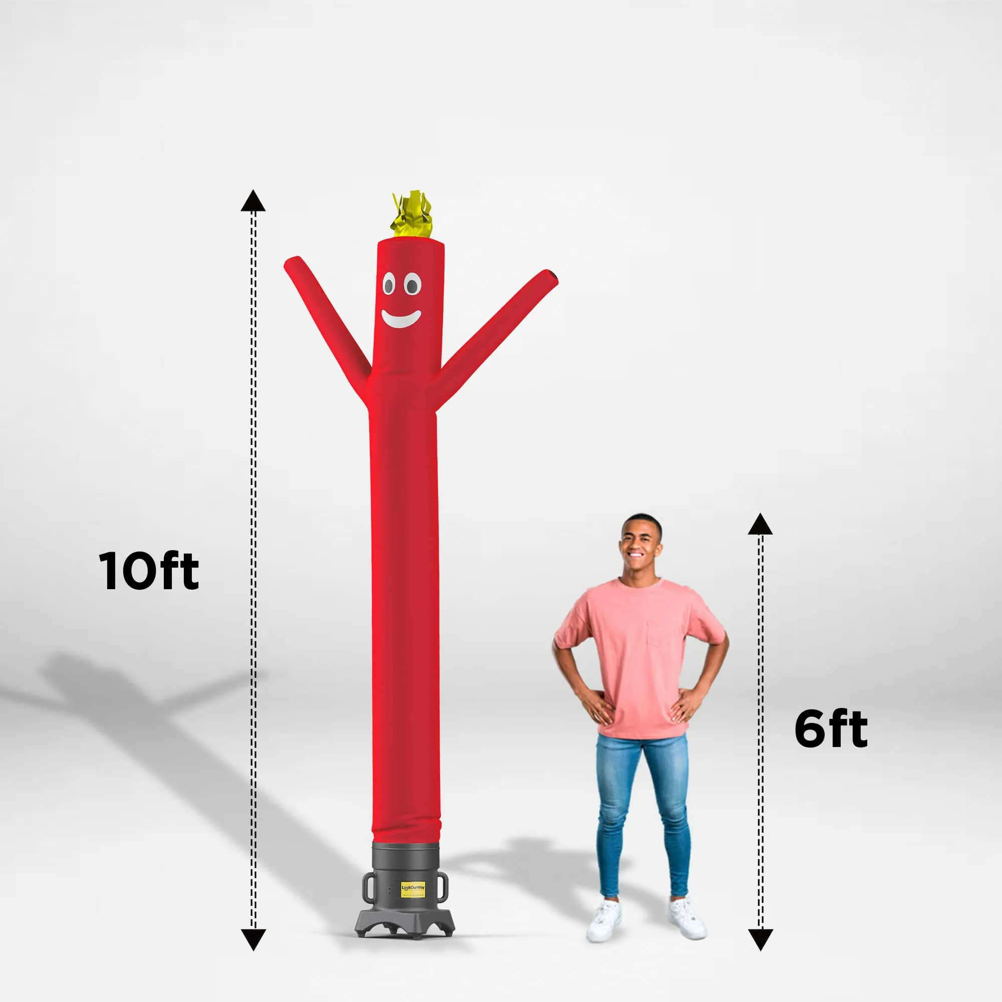 Air Dancer Inflatable Tube Man Set Dancing Tube Guy- 10ft Tall Wacky Waving Inflatable Dancing Tube Guy with 12-Inch Diameter Blower for Business Promotion - Red