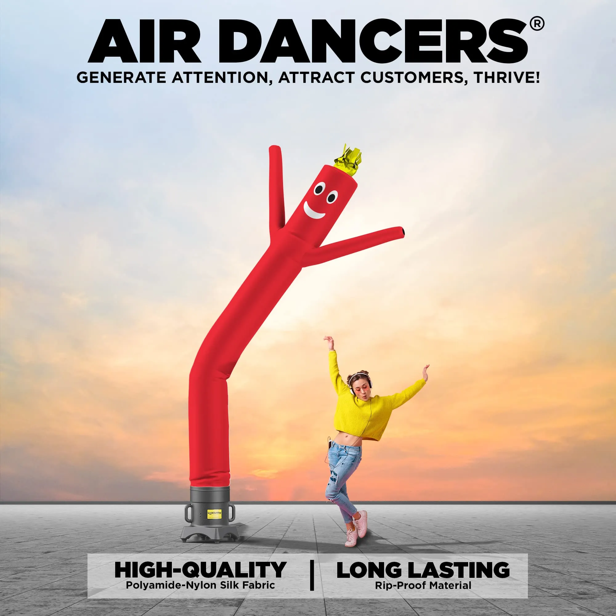 Air Dancer Inflatable Tube Man Set Dancing Tube Guy- 10ft Tall Wacky Waving Inflatable Dancing Tube Guy with 12-Inch Diameter Blower for Business Promotion - Red