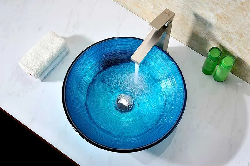 Anzzi Taba Series Deco-Glass Vessel Sink in Lustrous Blue