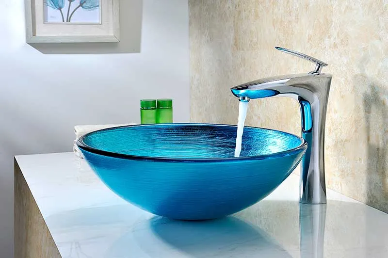 Anzzi Taba Series Deco-Glass Vessel Sink in Lustrous Blue