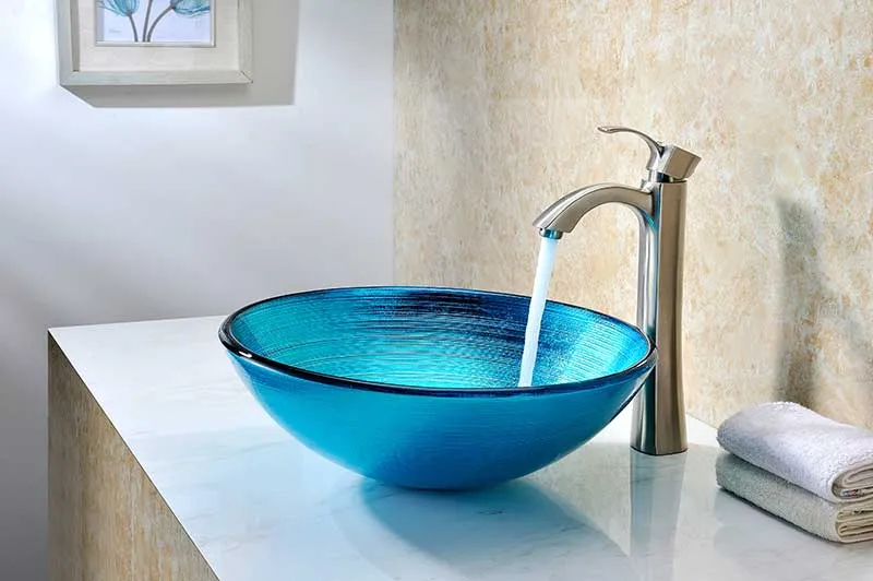 Anzzi Taba Series Deco-Glass Vessel Sink in Lustrous Blue