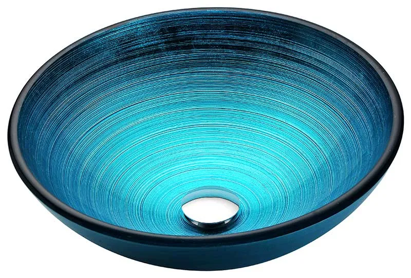 Anzzi Taba Series Deco-Glass Vessel Sink in Lustrous Blue