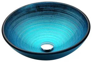Anzzi Taba Series Deco-Glass Vessel Sink in Lustrous Blue