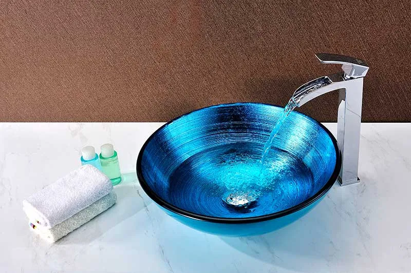 Anzzi Taba Series Deco-Glass Vessel Sink in Lustrous Blue