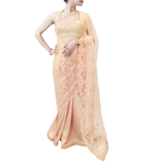 BABY PINK AND GOLD SAREE