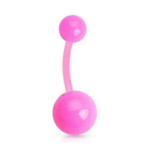 Bio Flex Flexible Solid Acrylic Classic Double Ball Belly Button Navel Ring