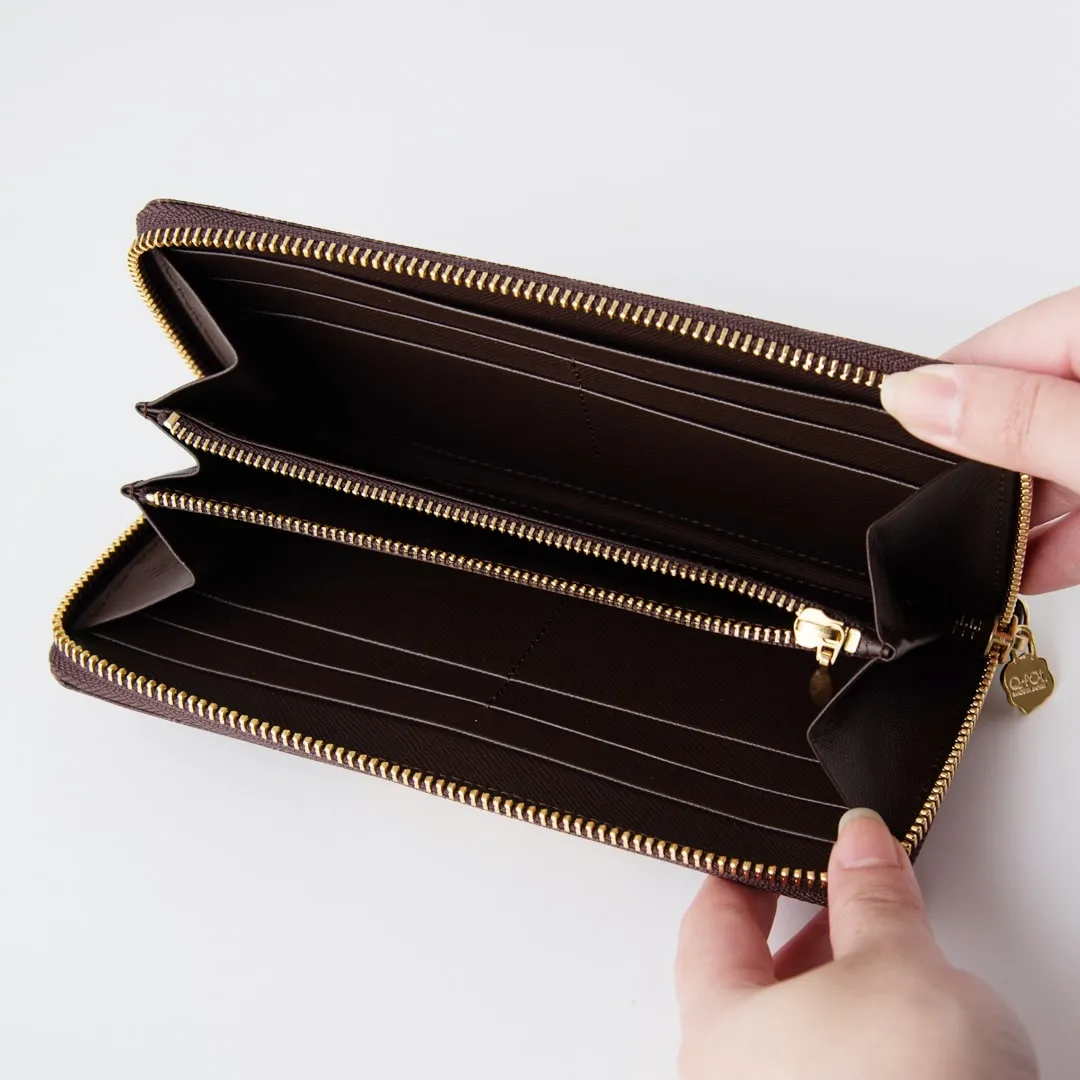 Bitter Chocolate Zip Around Leather Long Wallet【Japan Jewelry】