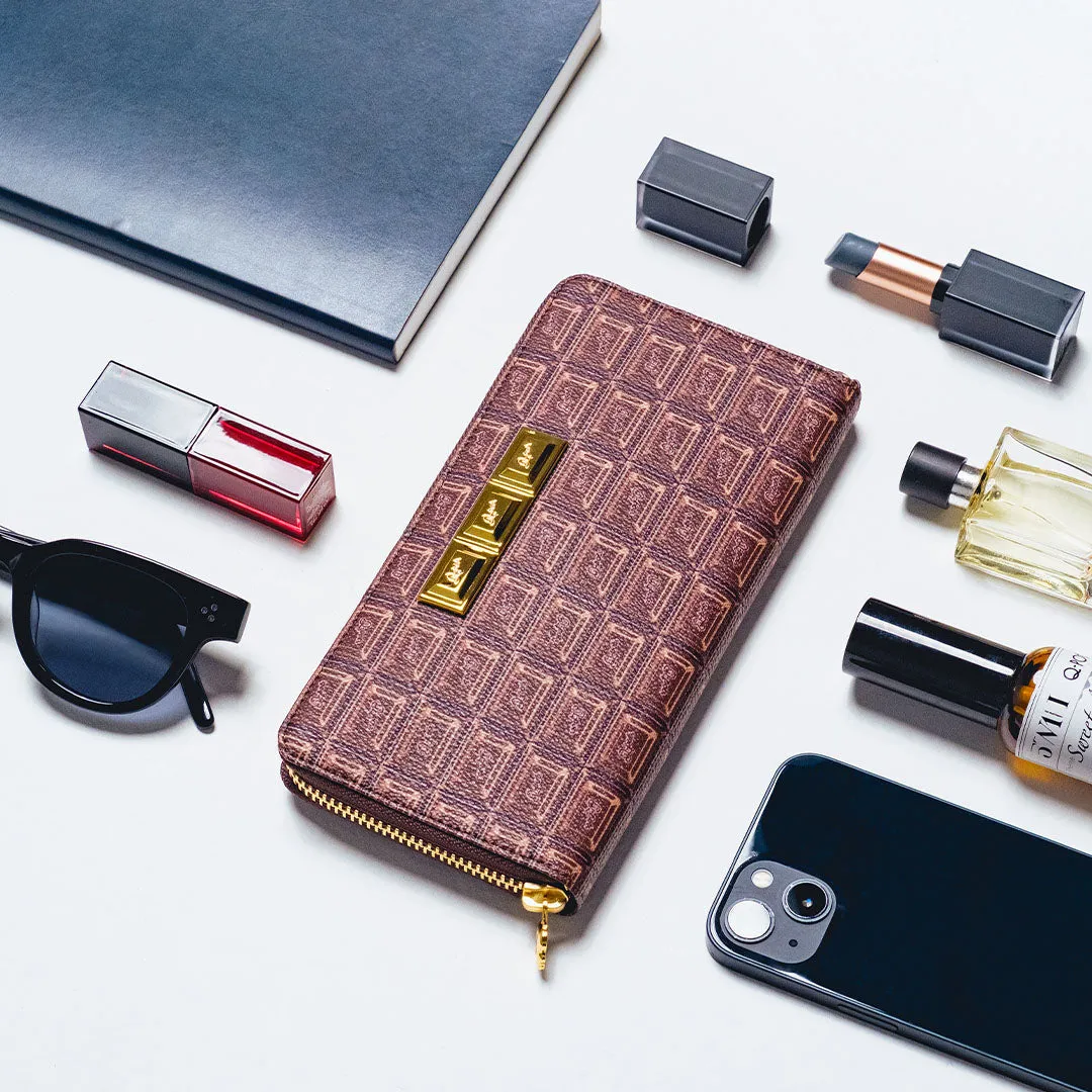 Bitter Chocolate Zip Around Leather Long Wallet【Japan Jewelry】