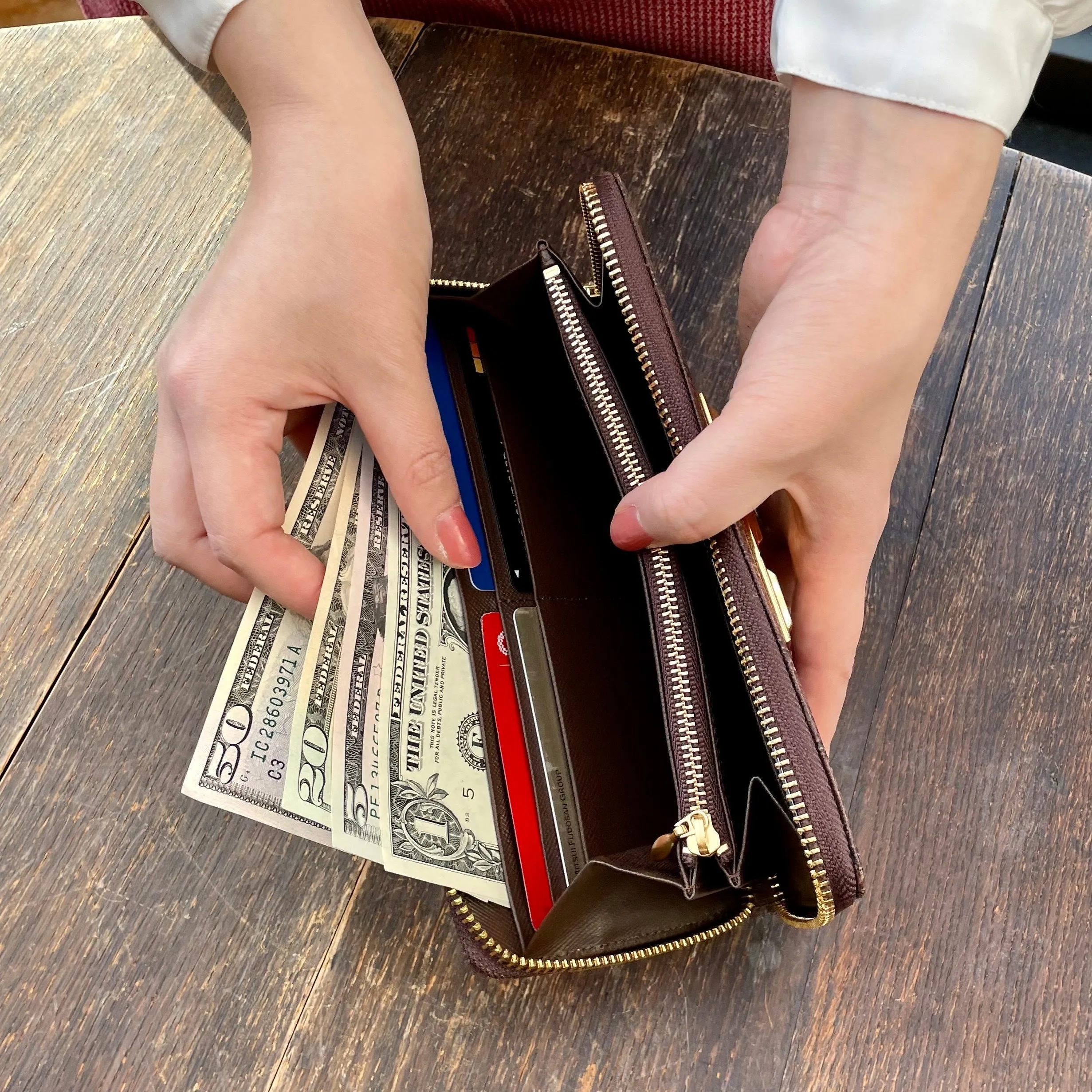 Bitter Chocolate Zip Around Leather Long Wallet【Japan Jewelry】