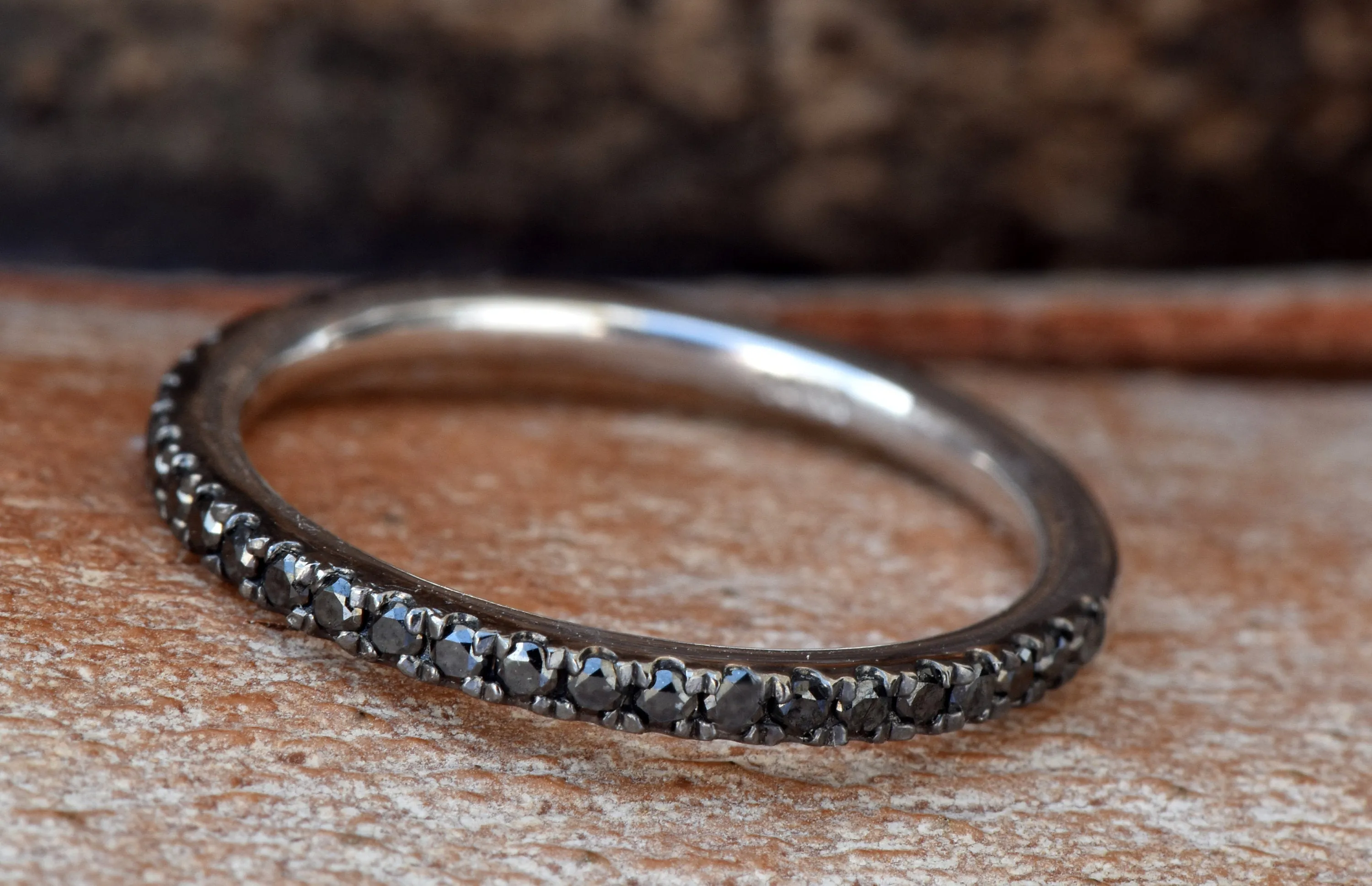 Black diamonds Eternity Wedding Band-Half-Eternity Ring