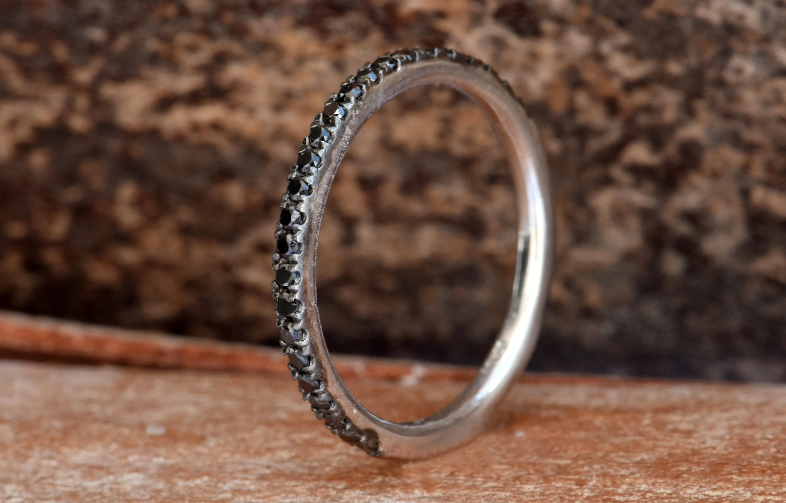 Black diamonds Eternity Wedding Band-Half-Eternity Ring