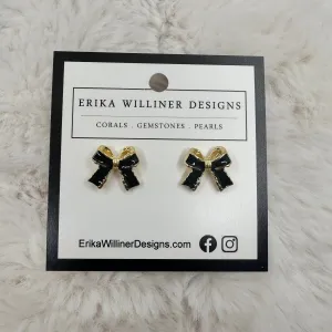 Black Enamel Bow Earrings | Erika Williner Designs