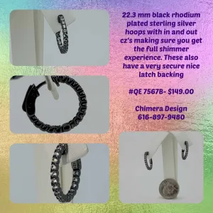 Black Rhodium Plated In and Out Earrings