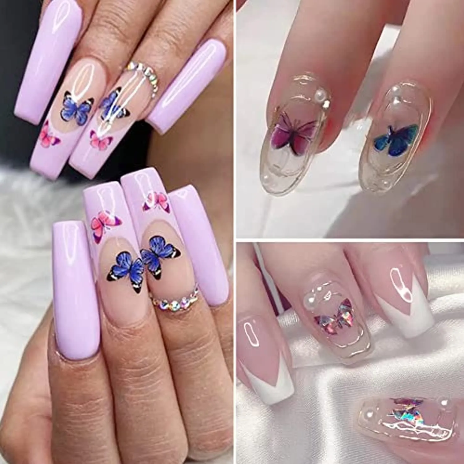 Butterfly Nail Art Stickers, Spring Summer Floral Flower Nail Decals 3D Self-Adhesive Laser Butterfly Nail Designs Butterfly Nail Stickers Nail Accessories for Nail Art Decorations Supplies, 6Sheets