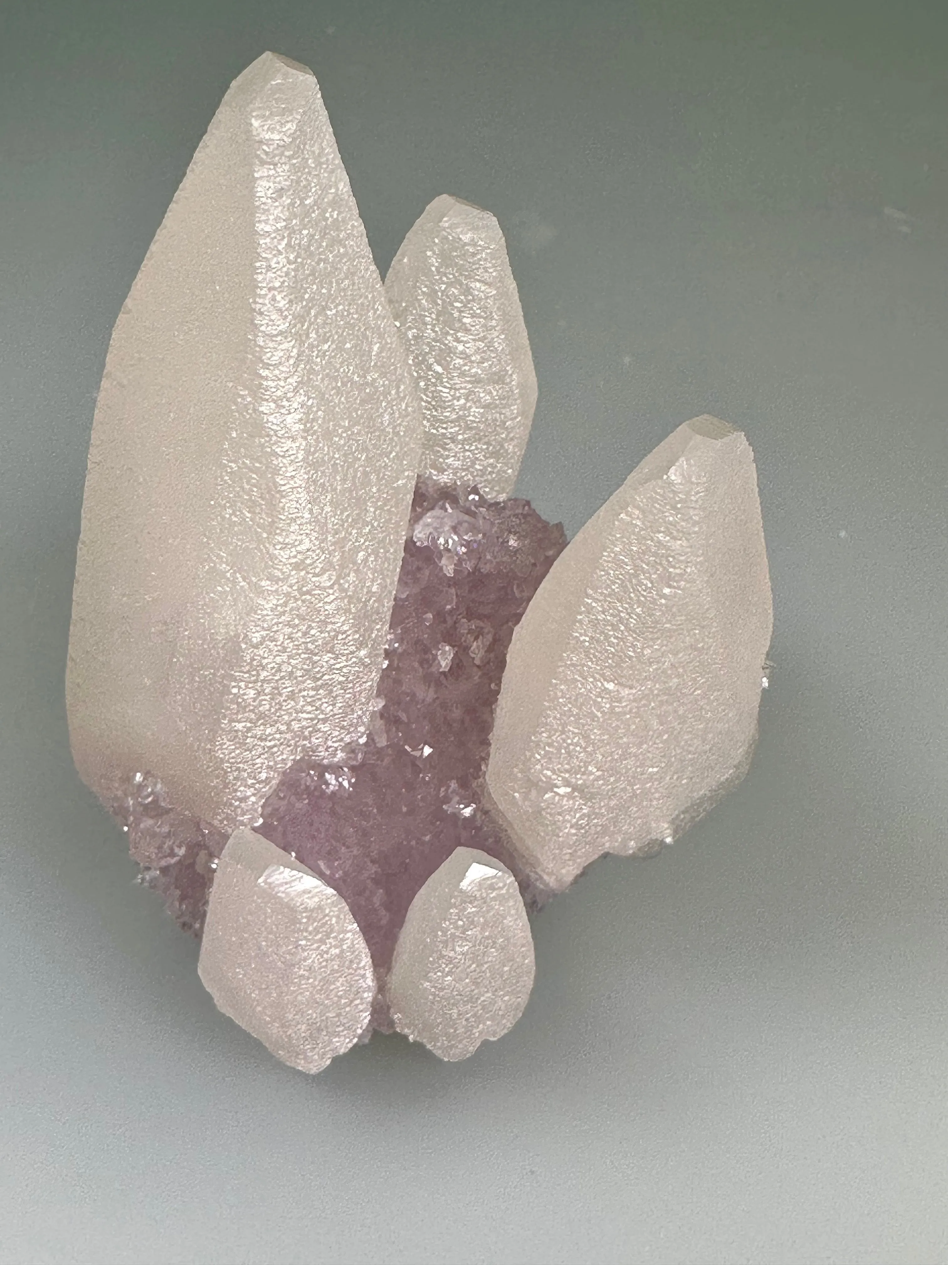 Calcite on Amethyst, Irai, Rio Grande do Sul, Brazil, ex. William A. N. Severance Collection 91.07, Small Cabinet 5.0 x 5.0 x 7.0 cm. $350. Online March 3.