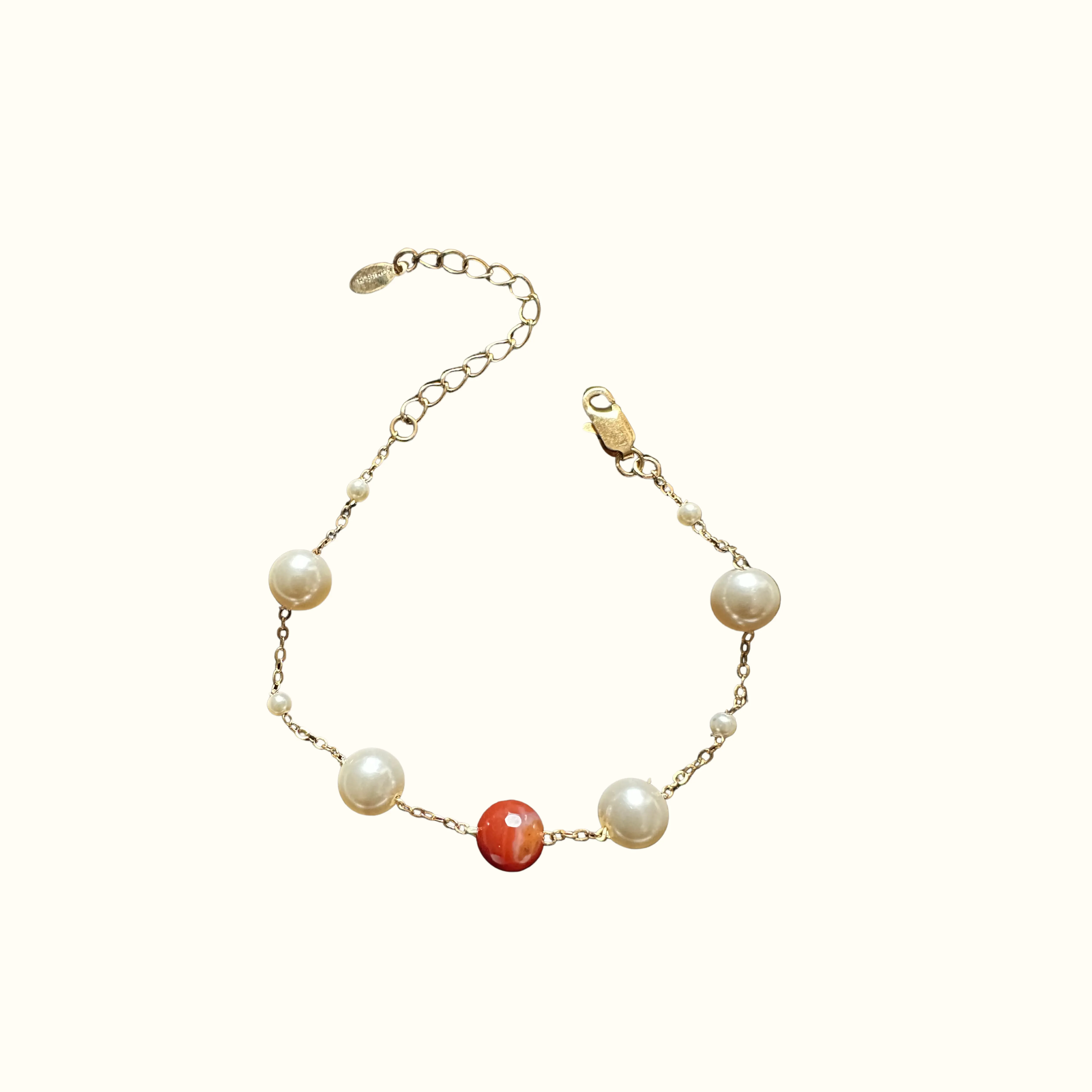 Carnelian Gemstone  & Swarovski Pearls Adjustable Bracelet For Women 61/2-81/2 inches.