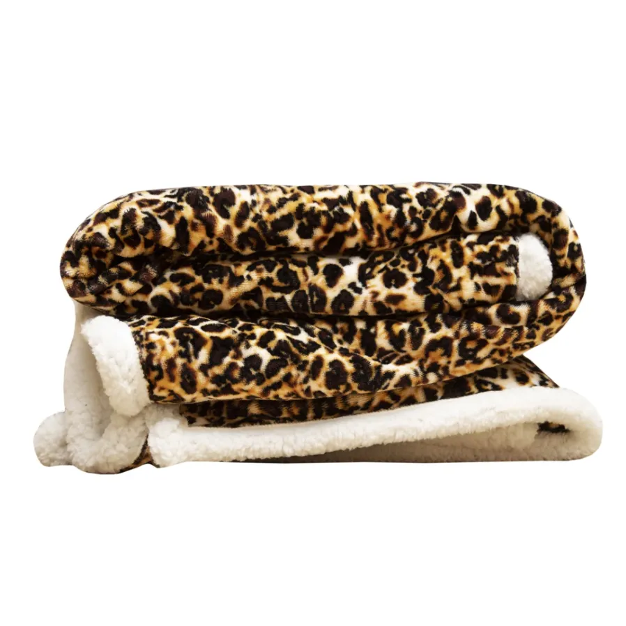 Carstens Inc Leopard Sherpa Throw Blanket