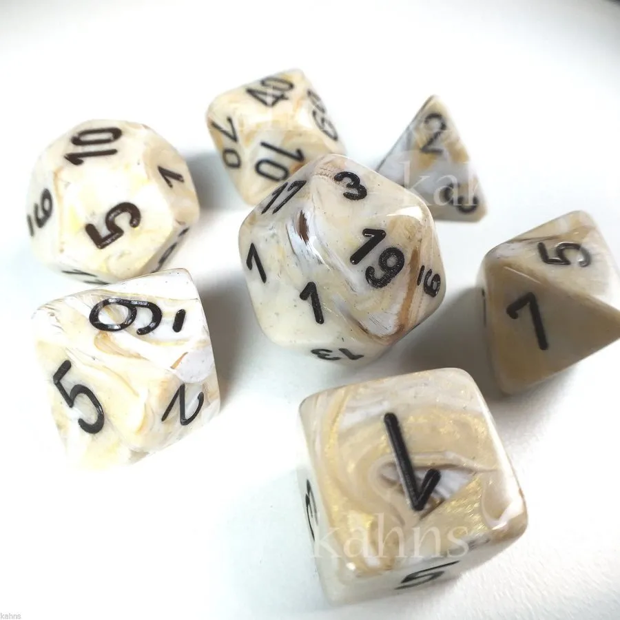 Chessex: Marble 7pc Ivory/Black