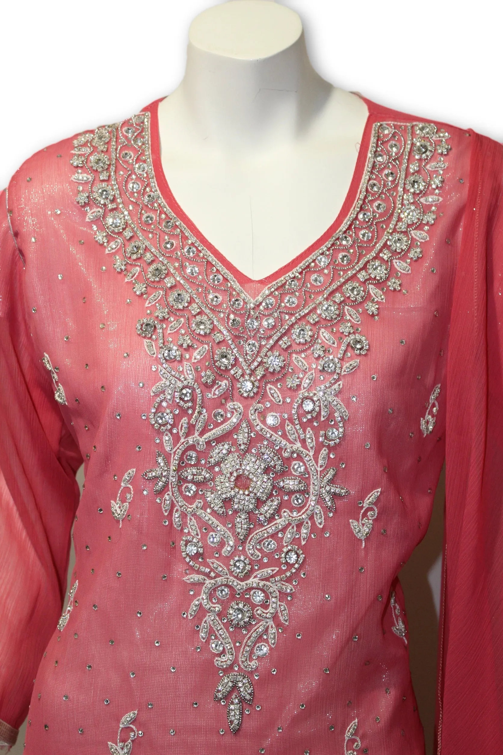 Chiffon Fancy Party Wear Gharara Pants 3 Pcs Pakistani Indian Dress