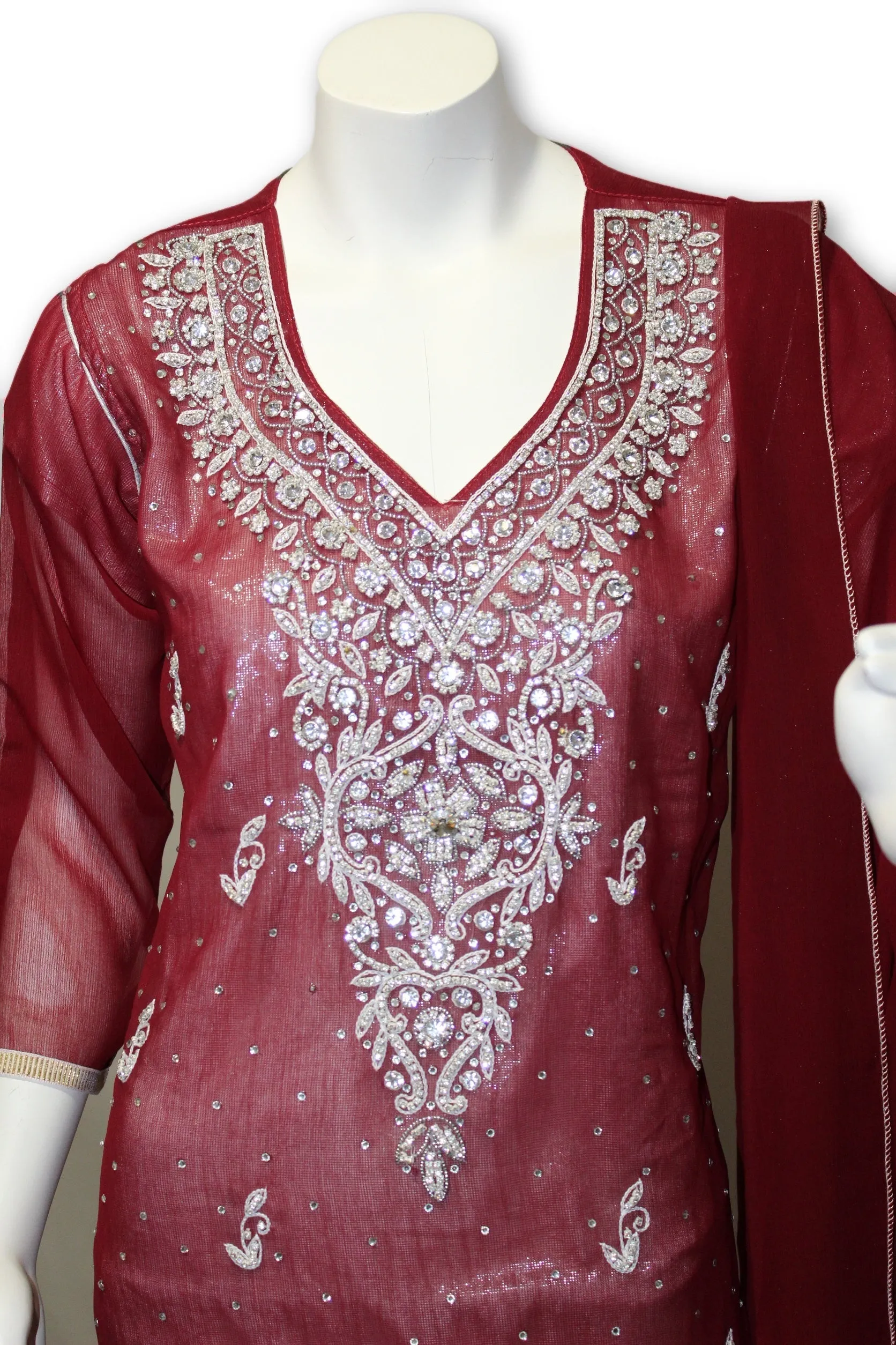 Chiffon Fancy Party Wear Gharara Pants 3 Pcs Pakistani Indian Dress