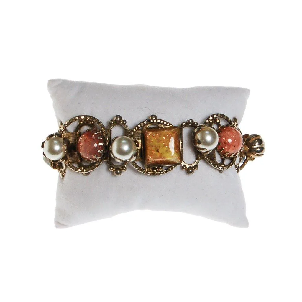 Colorful Confetti Lucite and Pearl Bracelet