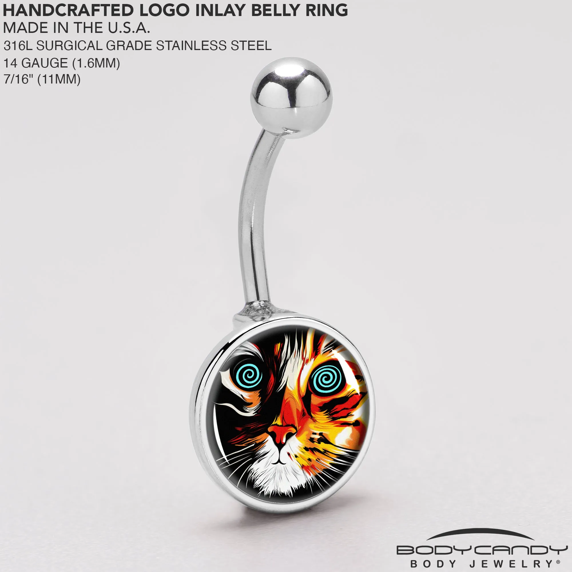 Colorful Trippy Cat Belly Ring