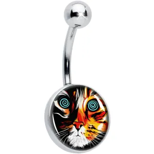 Colorful Trippy Cat Belly Ring