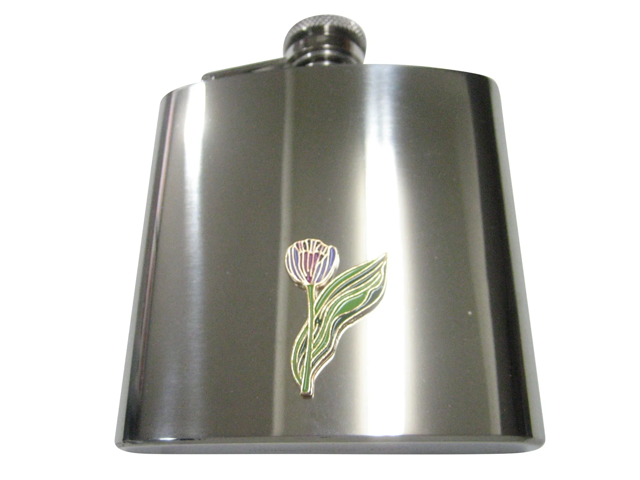 Colorful Tulip Flower 6oz Flask