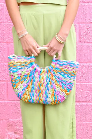 Colorful Woven Straw Tote