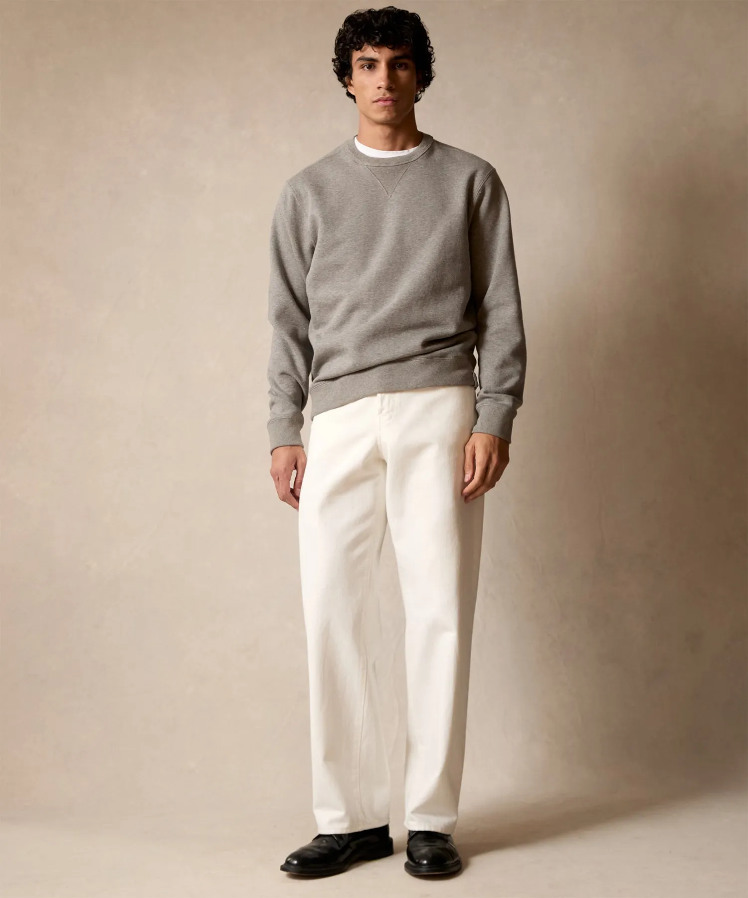 Cotton-Camelhair Fleece Sweatshirt in Grey Heather