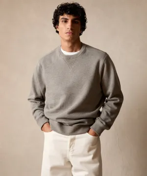 Cotton-Camelhair Fleece Sweatshirt in Grey Heather