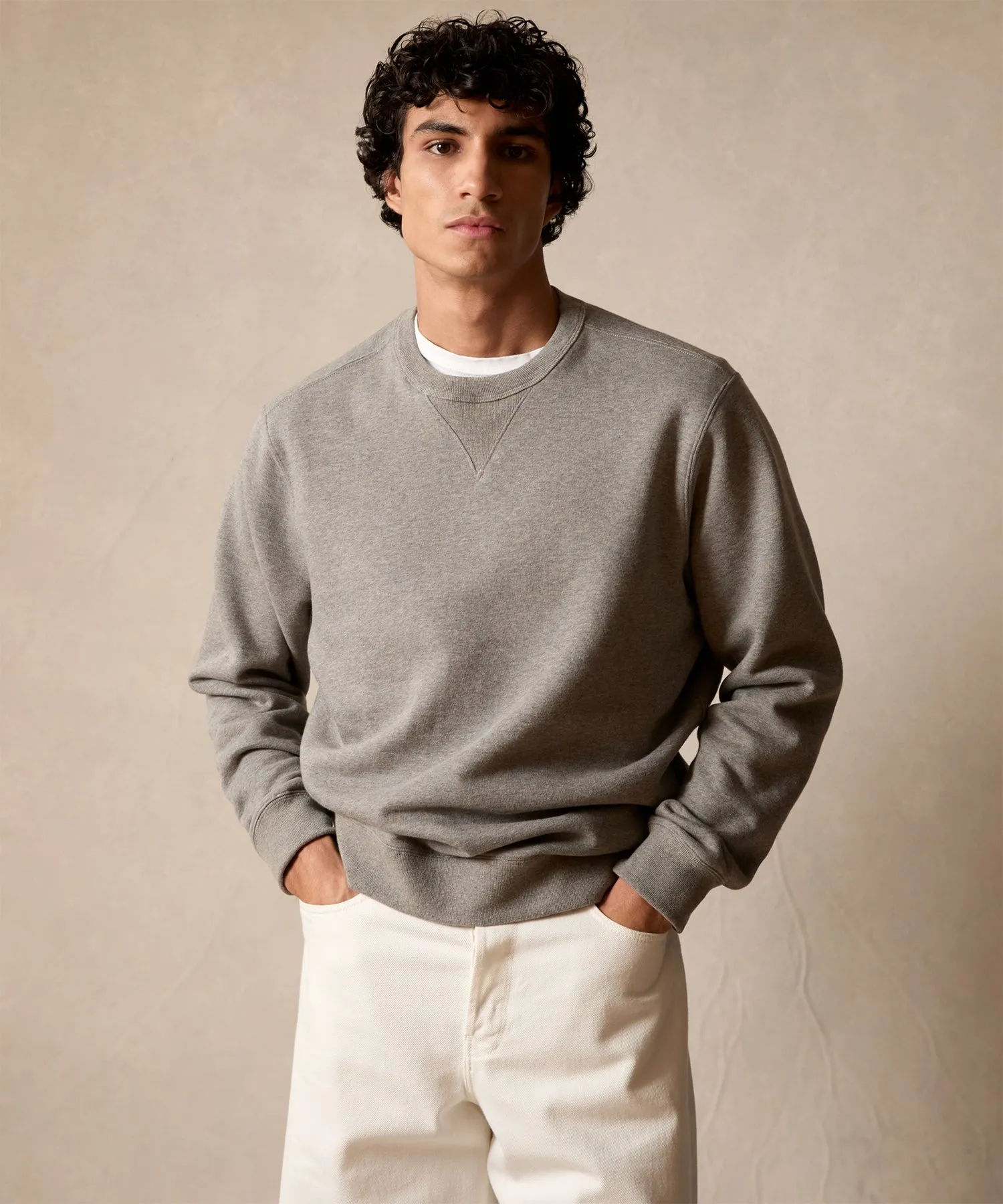 Cotton-Camelhair Fleece Sweatshirt in Grey Heather